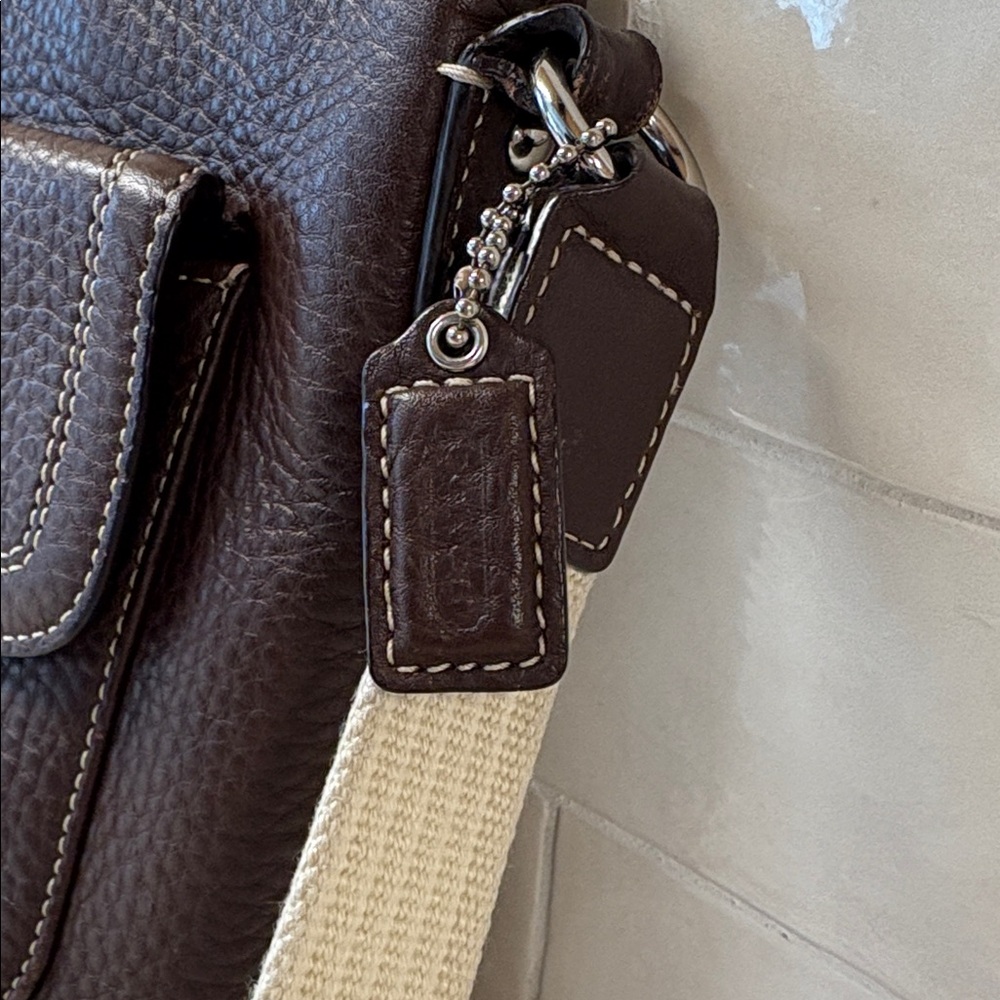 Coach Y2K Hamilton Swing Pack, Vintage brown pebbled leather crossbody bag - Picture 3 of 9